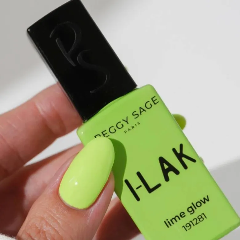 Vernis semi-permanent I-LAK – couleur Lime Glow, tenue longue durée / 11ml
