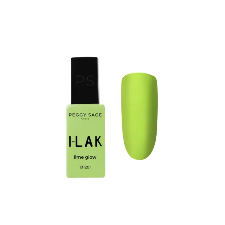 Vernis semi-permanent I-LAK – couleur Lime Glow, tenue longue durée / 11ml