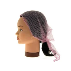 Voilette mise en plis triangulaire en nylon maille large - Rose